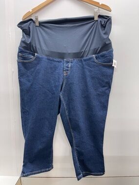 Old Navy‎ Dark Blue Maternity Denim Jean Capris with Charcoal Waistband